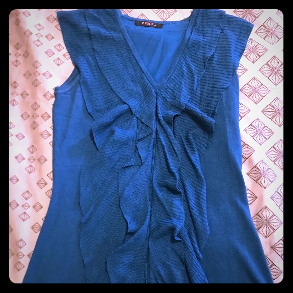 Ruffled Sleeveless Knit Top